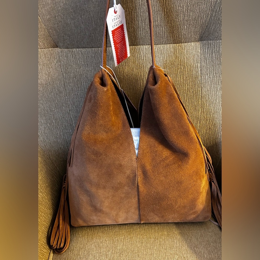 NWT Divina Firenze Suede Fringe Hobo Bag - Picture 2 of 8
